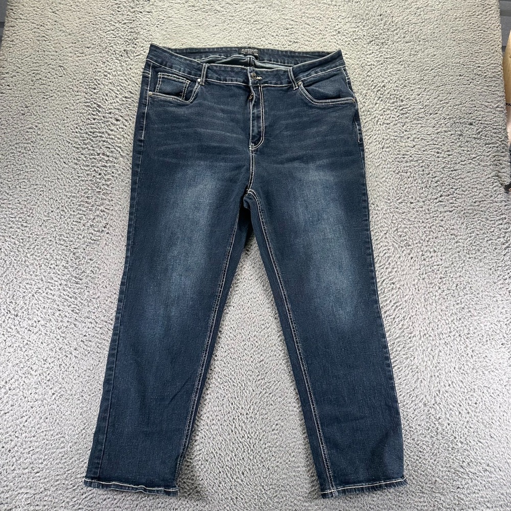 Bloomchic Jeans Womens 20 Blue Cotton Denim Straight Faded Workwear Stretch